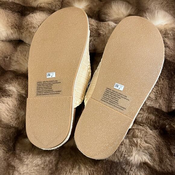 American Eagle AE Stitched Slide Sandals Natural Beige Tan Gold Buckles Size 10 - Picture 9 of 14